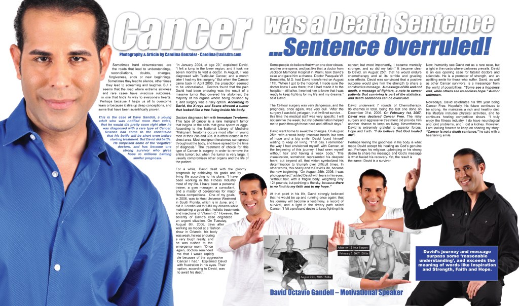 David Octavio Gandell, Overcoming Testicular Cancer